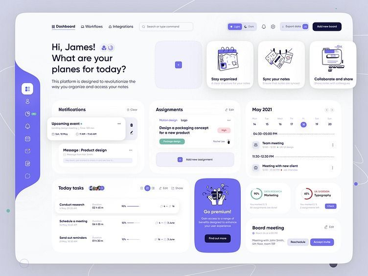Dashboard mockup